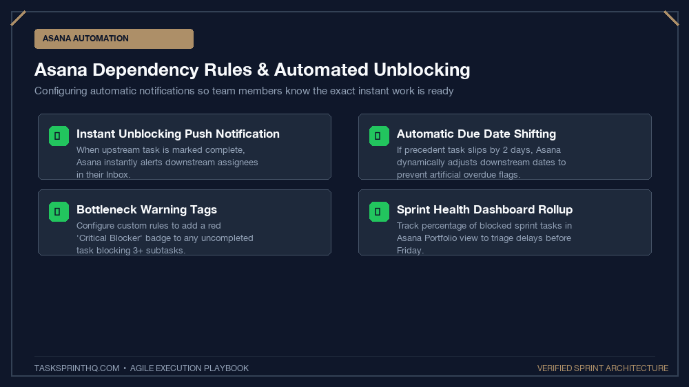 Asana task dependencies prevent bottlenecks automated unblocking notifications