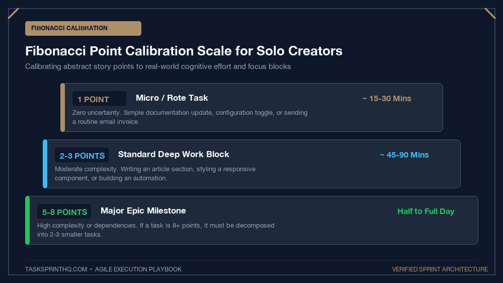 Estimate story points solo tasks Fibonacci scale calibration chart