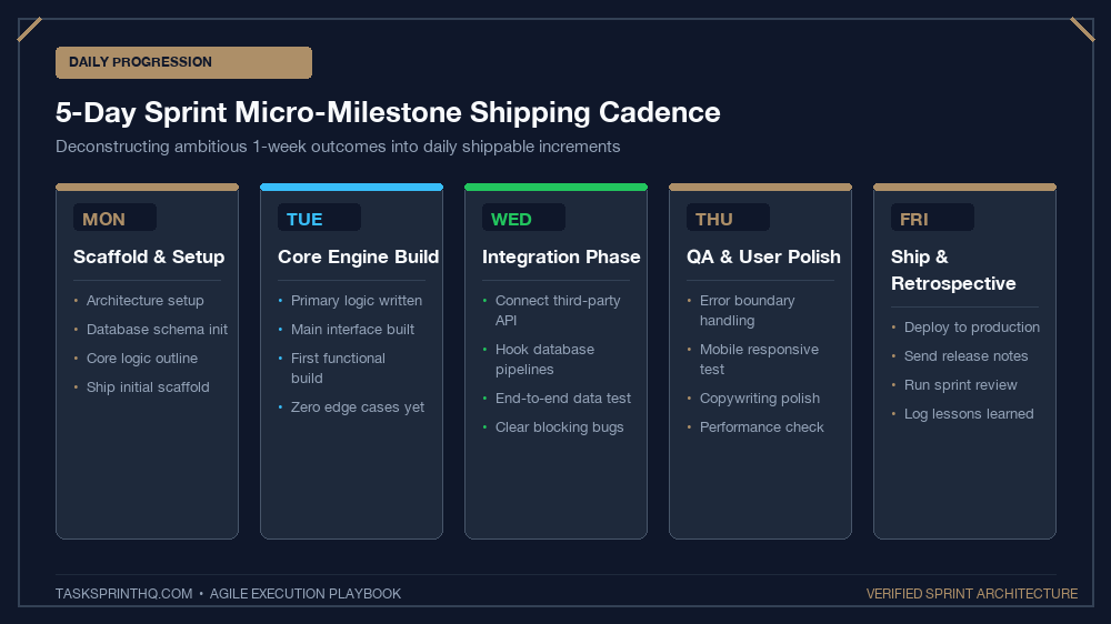 Micro milestones 1 week sprint day-by-day shipping breakdown