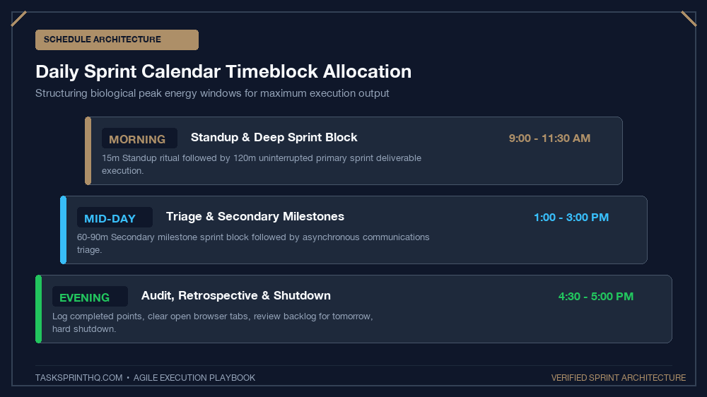 Personal daily sprint framework schedule and timeblock allocation