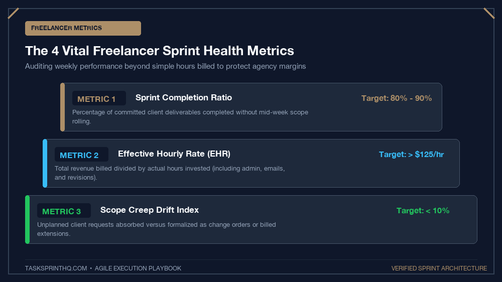 Weekly sprint review template freelancers core performance metrics audit